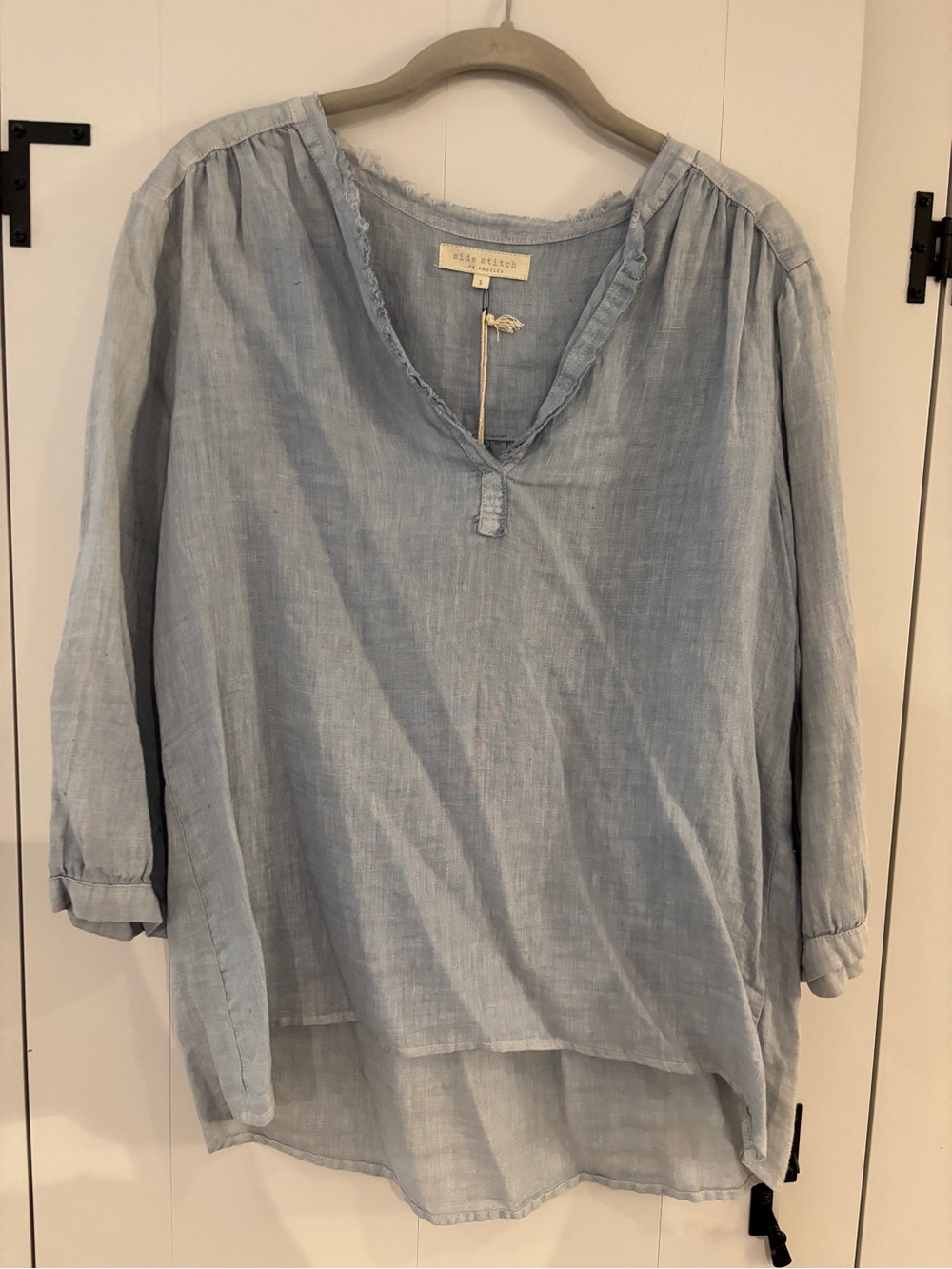 Soft Lightweight Blue Womens V-Neck Tunic Top